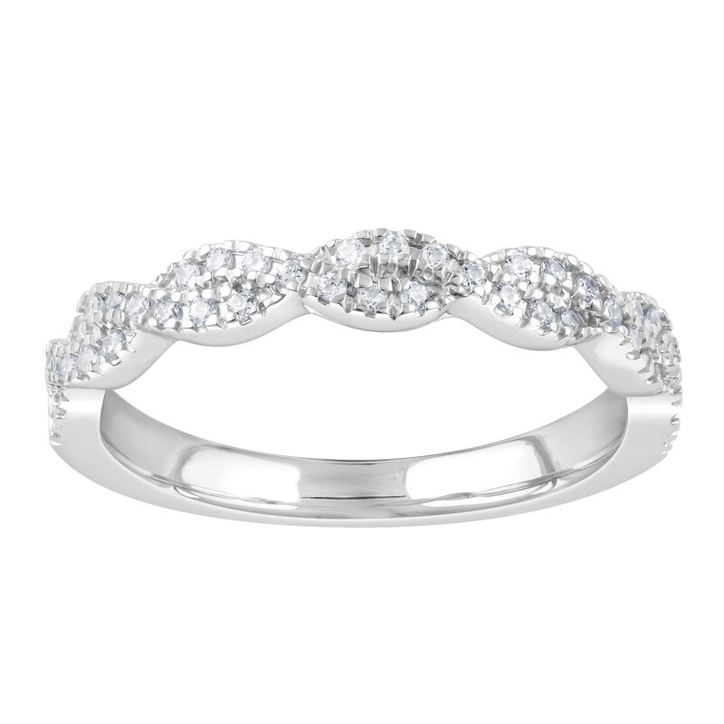 Round Lab Grown Diamond 1/2ctw. Twisted Wedding Ring in 14k White Gold image number null